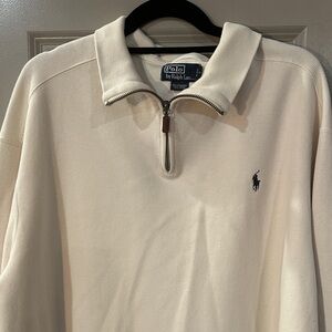 Polo by Ralph Lauren Cream Half-Zip Sweater with Navy Logo